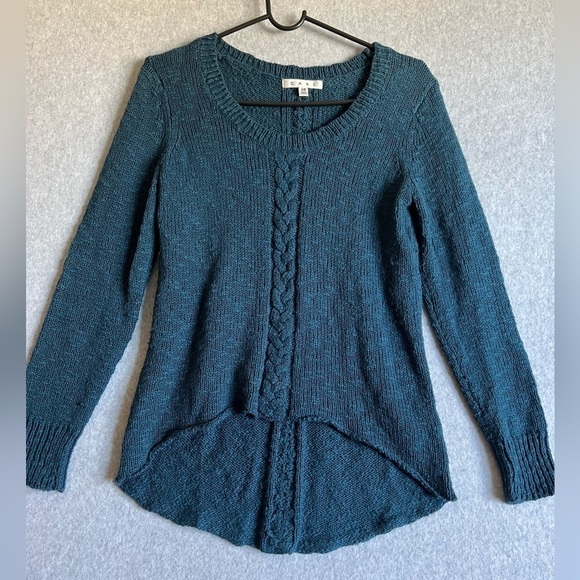 Cabi Women’s #470 Small Textured Cable  Sleeve Blue Shirt Knit - Picture 1 of 6